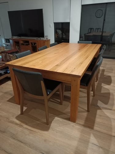 Customer photo review of Declan Leather Dining Chair in Walnut/Black