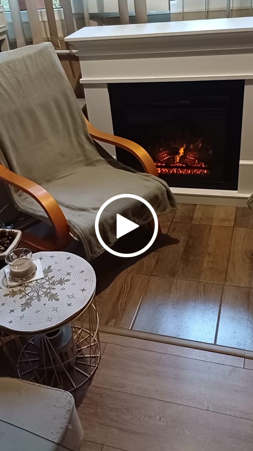 Customer video review of Semineu ECOFLAME PRO - Lisabona white, flacara 3D de 23 inci cu teme de culoare, incalzire infrared si sunet