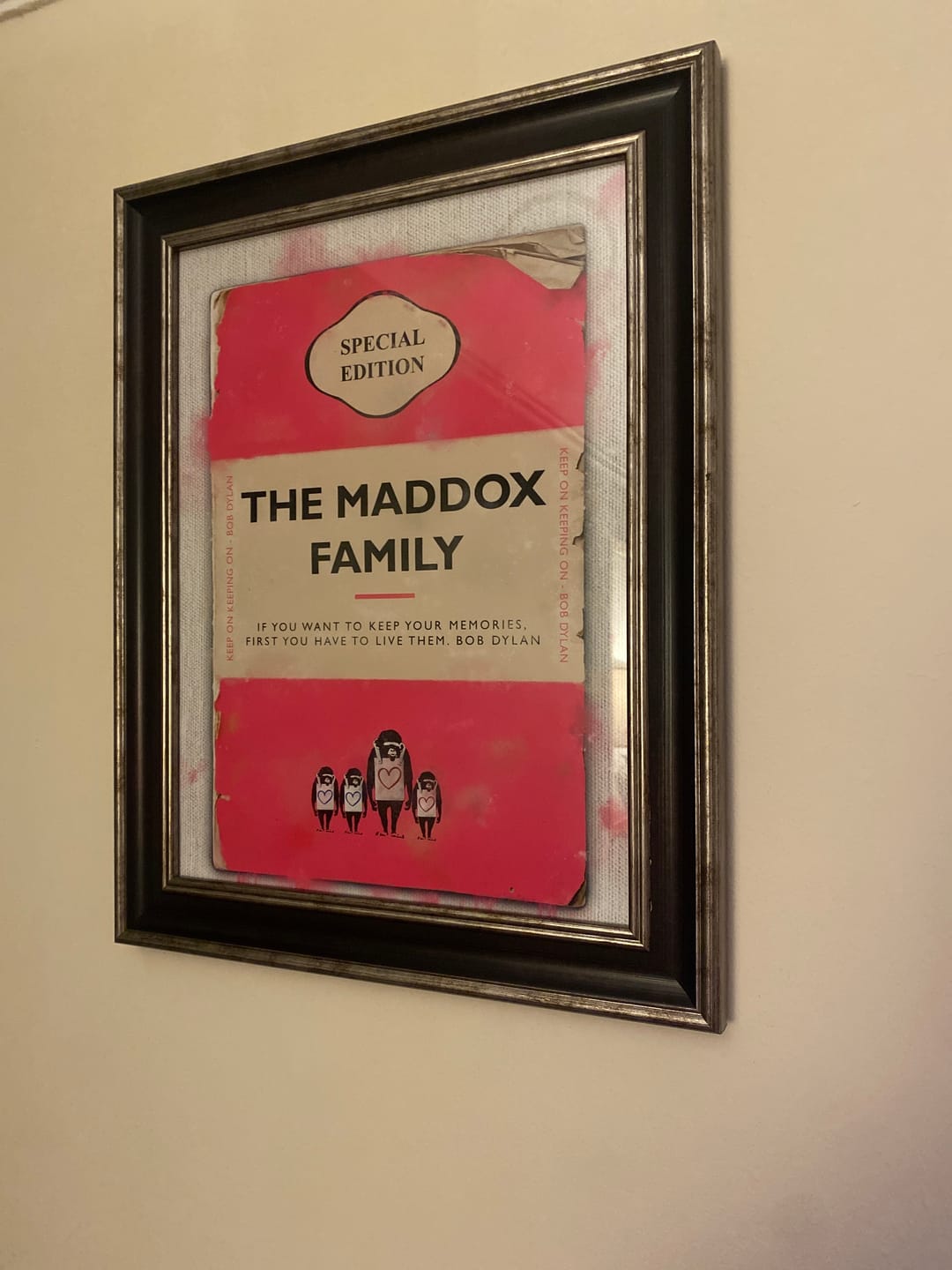 Customer photo review of Personalised Book Cover Art Print (Family Edition)