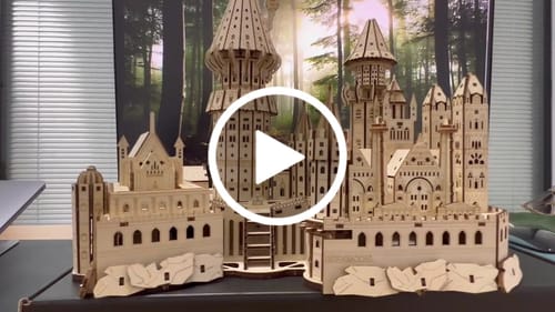 Customer video review of Medieval Retro Magic School Castle 3D Wooden Puzzle with Music Box