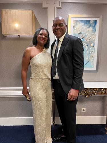 Customer photo review of Rebecca Champagne Gold One Sleeve Sequin Jumpsuit