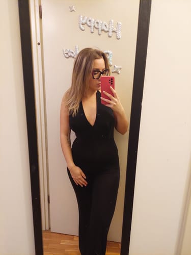 Customer photo review of Tuta intera lurex con schiena scoperta - nera