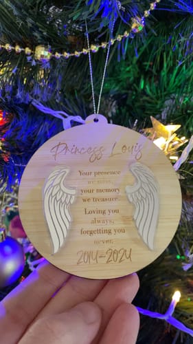 Customer photo review of Guardian Angel Memory Christmas Bauble