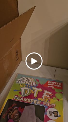Customer video review of DTF Starter Bundle: A3+(13x19) Hot Peel, 500g Soft Powder & 100ml Ink Set