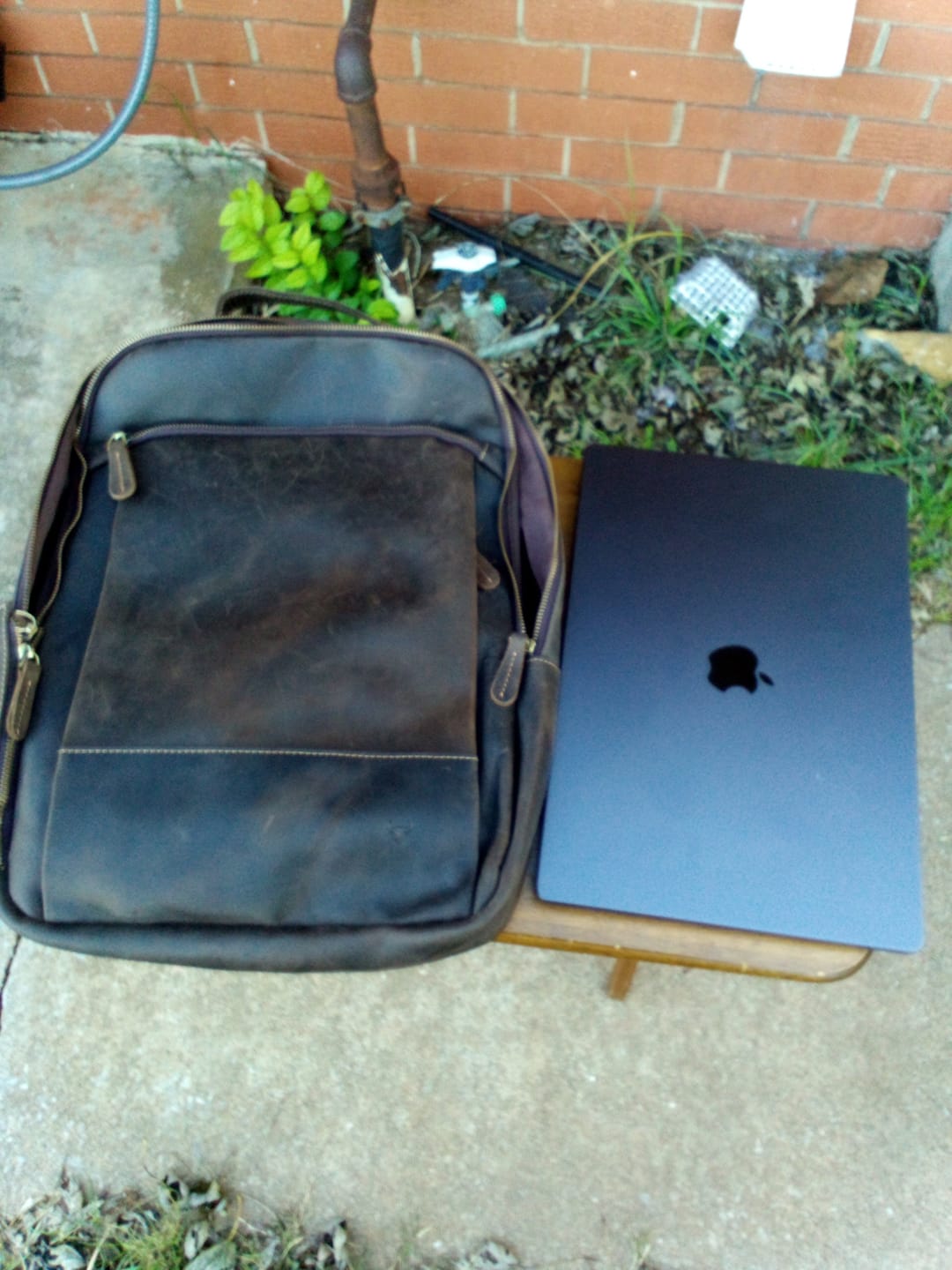 Customer photo review of Vintage Valor Leather Laptop Backpack