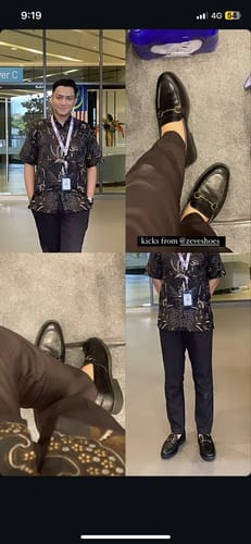 Customer photo review of Penny Loafer Horsebit Buckle - Black Leather (Crepe Sole)