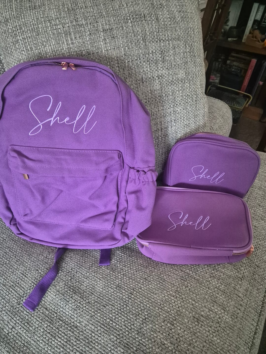 Customer photo review of Amethyst Personalised Backpack Set