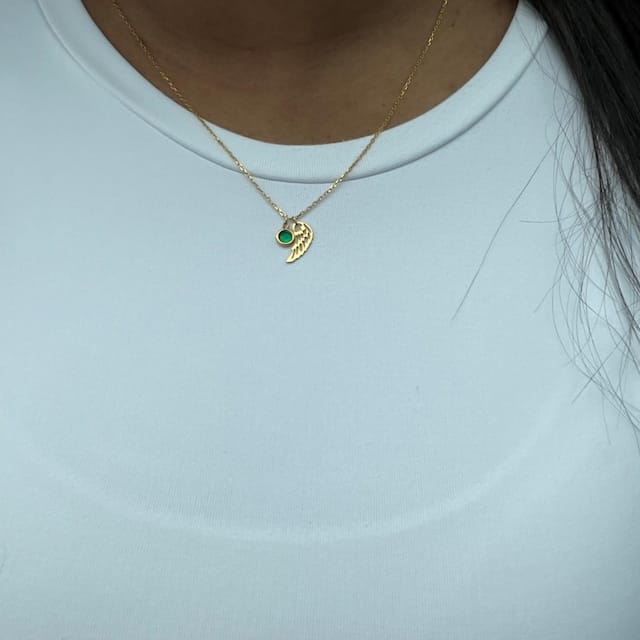 Customer photo review of Angel Wing Birthstone Necklace