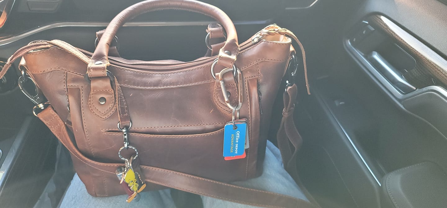 Customer photo review of Sadie Leather Concealed Carry Satchel to Crossbody Handbag