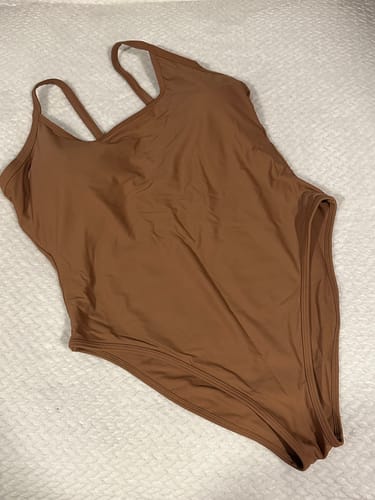 Customer photo review of MARLEY Caramel Scoop Neck One Piece