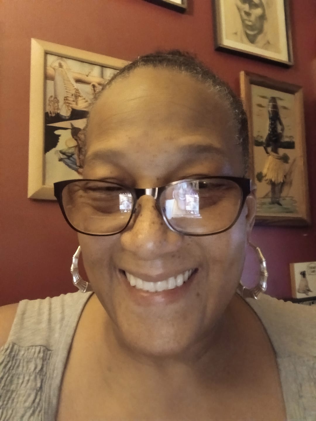 Customer photo review of Sterling Silver Bamboo Hoop Earrings
