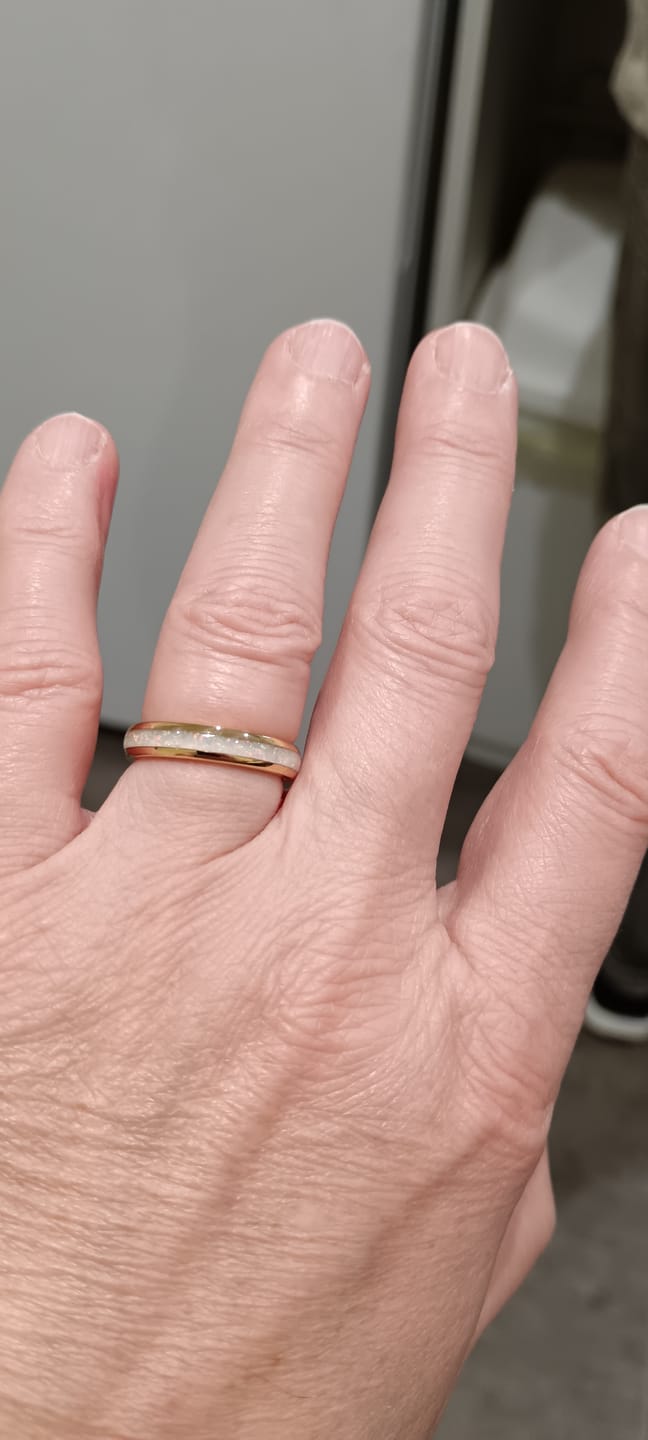 Customer photo review of The Golden White Opal 4mm Wonder Ring