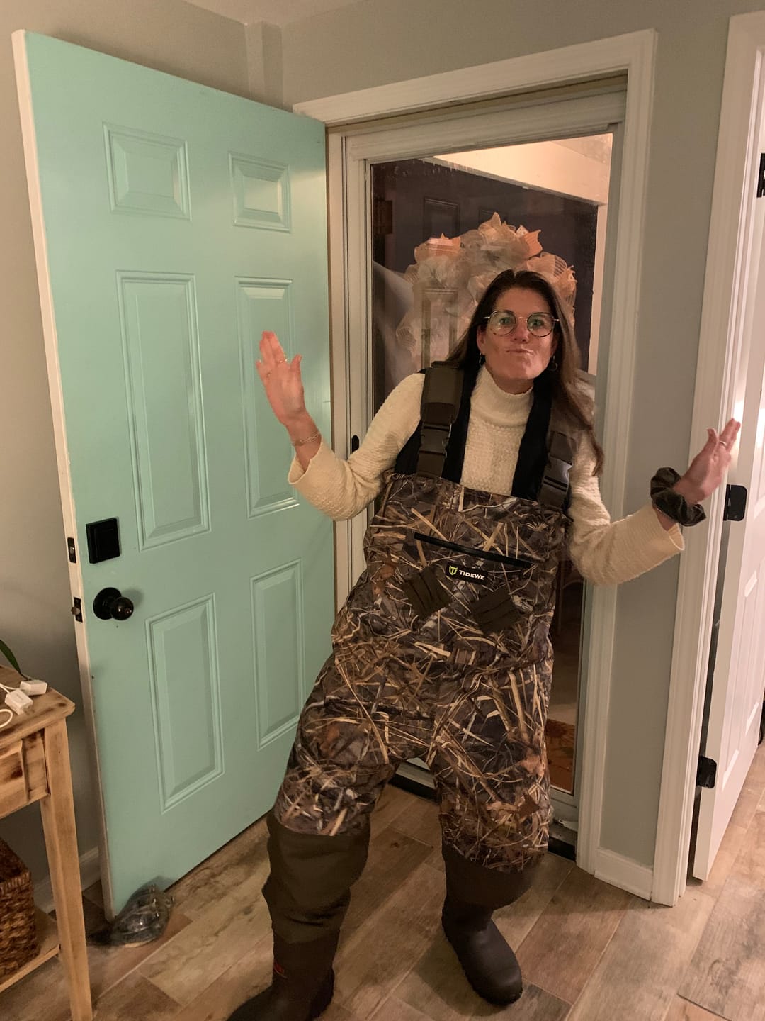 Customer photo review of TorridWade Heated Duck Waterfowl Hunting Breathable Chest Waders