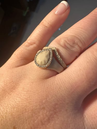 Customer photo review of New! Pear Silicone Ring with Metal Frame and Stones