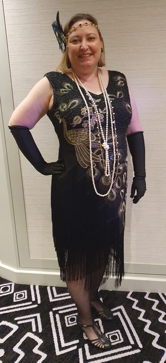Customer photo review of Lena Plus Size 1920s Flapper Dress - Black