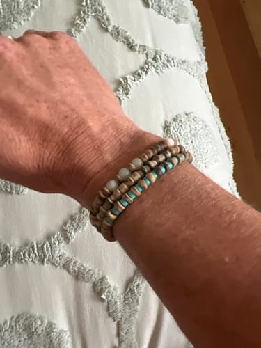 Customer photo review of Colorful Surfer Style Stacking Bracelets Buddha Lucky Mala Beads Bracelets