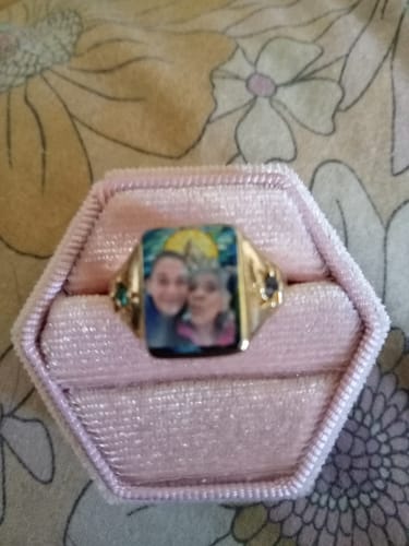 Customer photo review of Personalized Stained Glass Background Photo Birthstone Ring