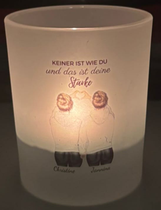 Customer photo review of Winter Besties - Personalisiertes Teelicht