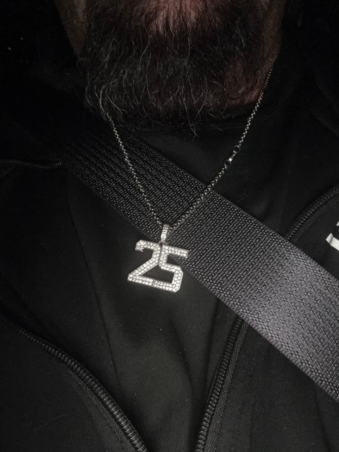 Customer photo review of Iced Jersey Number Pendant with Moissanite Diamonds (Silver Rhodium)