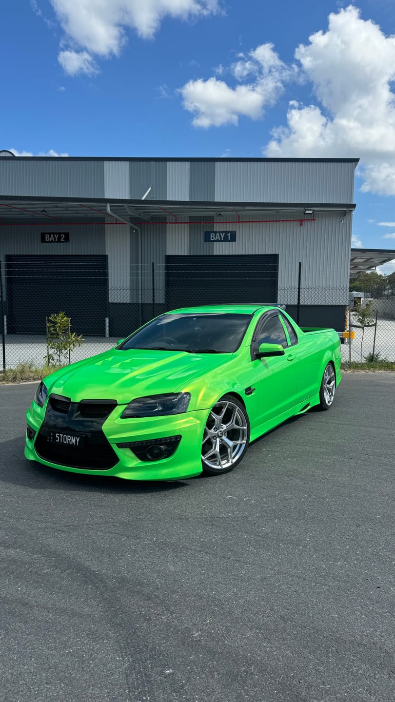 Customer photo review of Candy Metallic Neon Green vinyl wrap