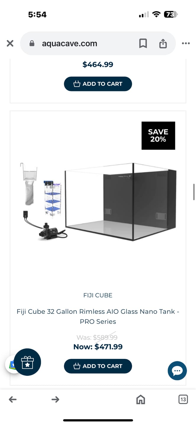 Customer photo review of Fiji Cube 32 Gallon Rimless AIO Glass Nano Tank - PRO Series