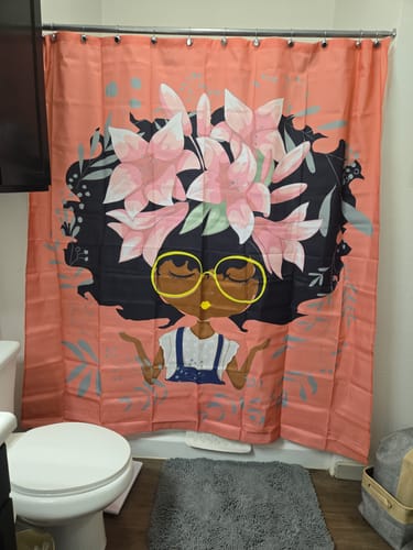 Customer photo review of AFROBRATS Lily Shower Curtain Pink