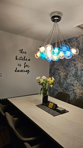 Customer photo review of Cluster Glass Ball Pendant Lights with Multi-Color Globes