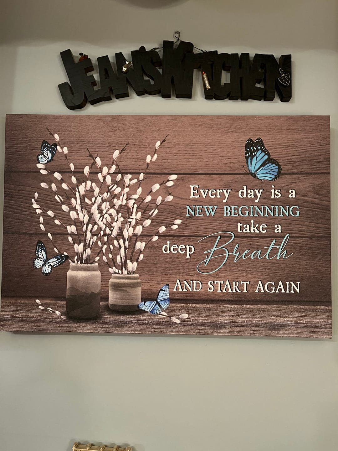 Customer photo review of Every Day Is A New Beginning Butterfly Flower Christian Wall Art Canvas