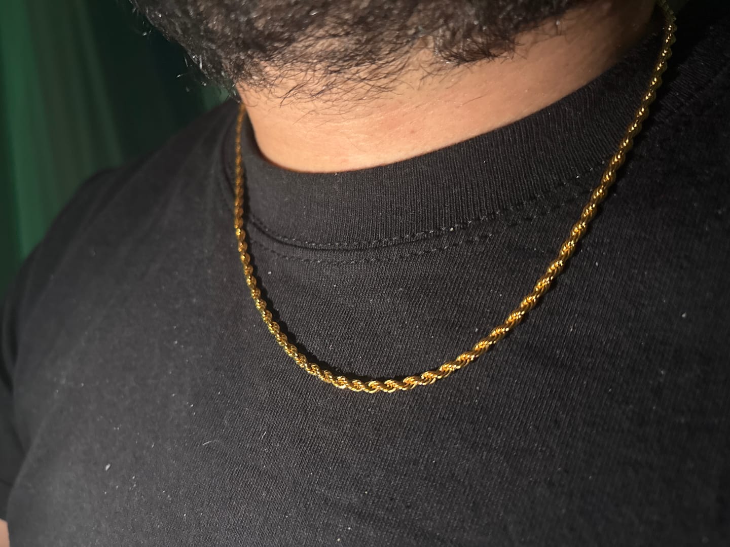 Customer photo review of CLEAN ROPE CHAIN. - 3MM 18K GOLD