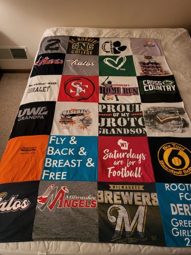 T-shirt quilt featuring milwaukee brewers by Stacy from WI