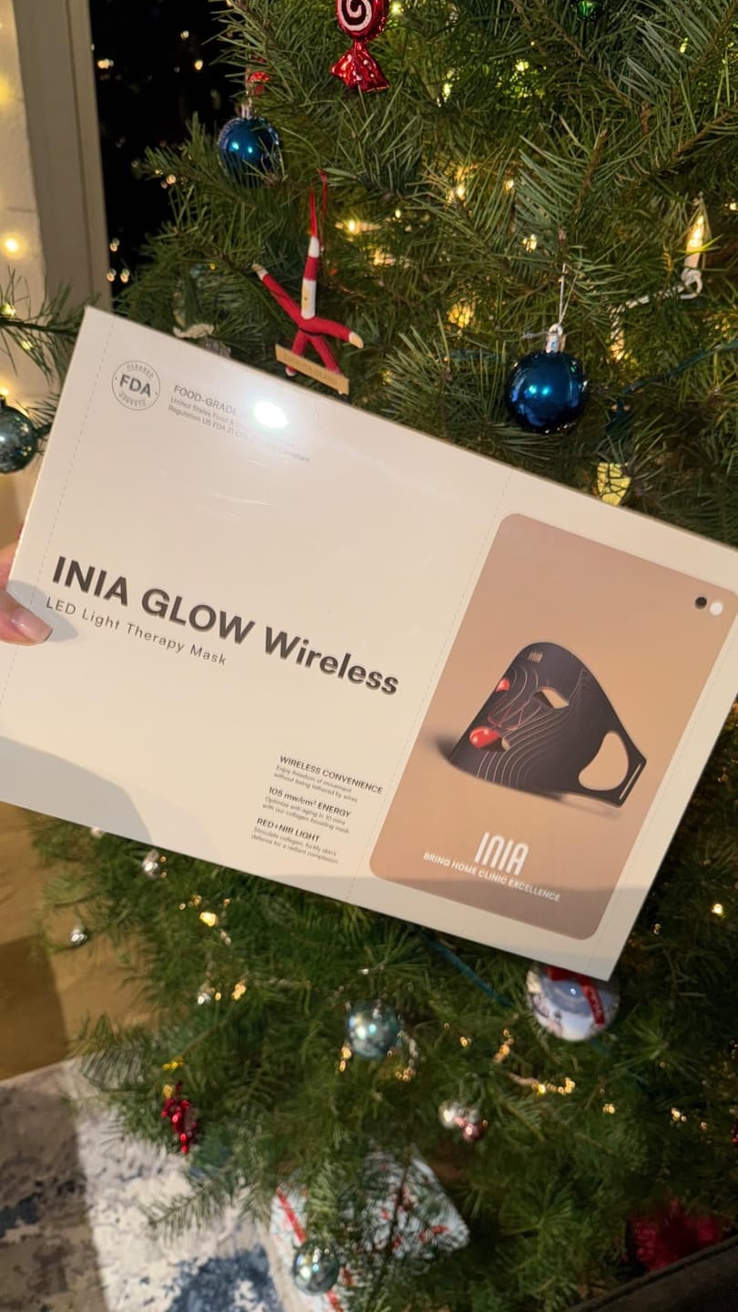 Customer photo review of INIA GLOW Wireless Red Light Therapy Mask