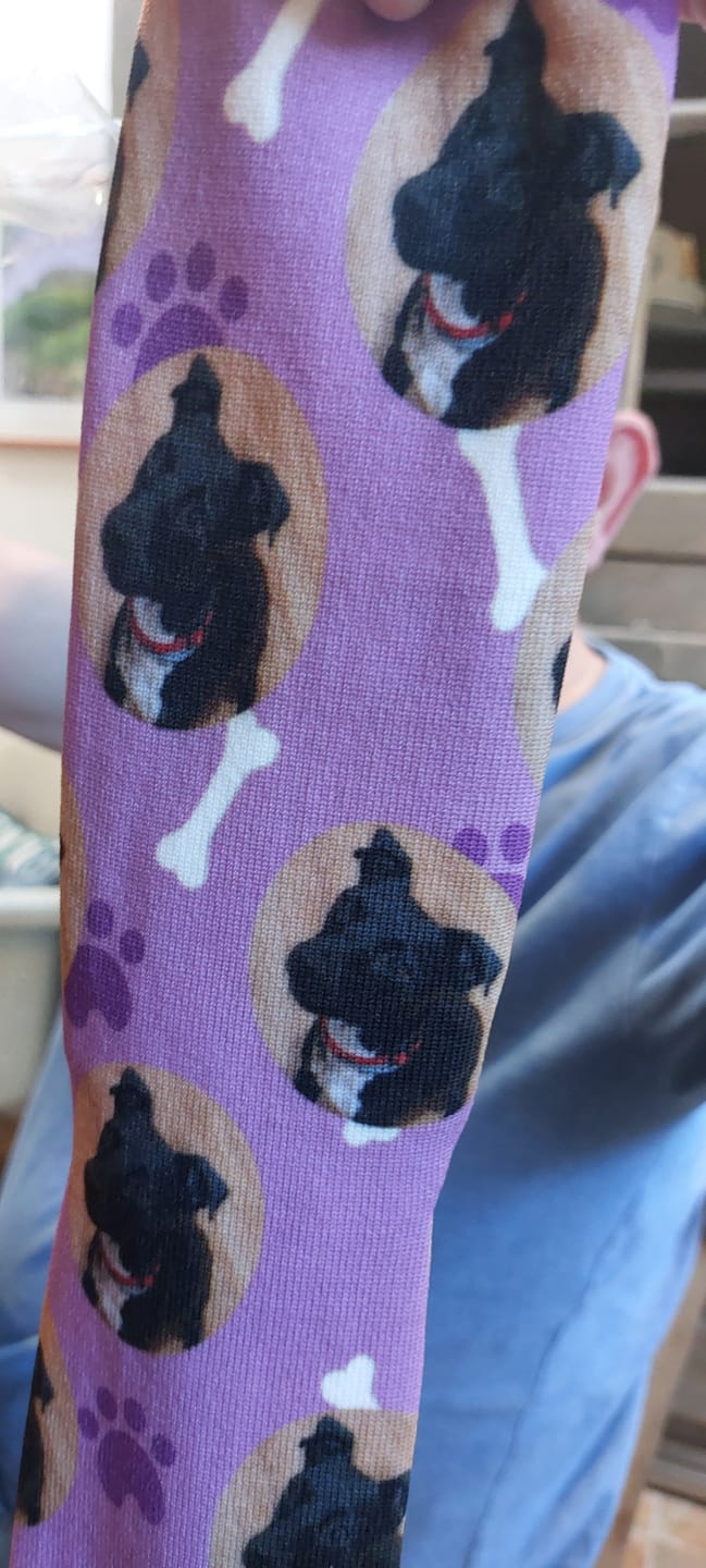 Customer photo review of FaceSock | Custom Dog Socks With Photo