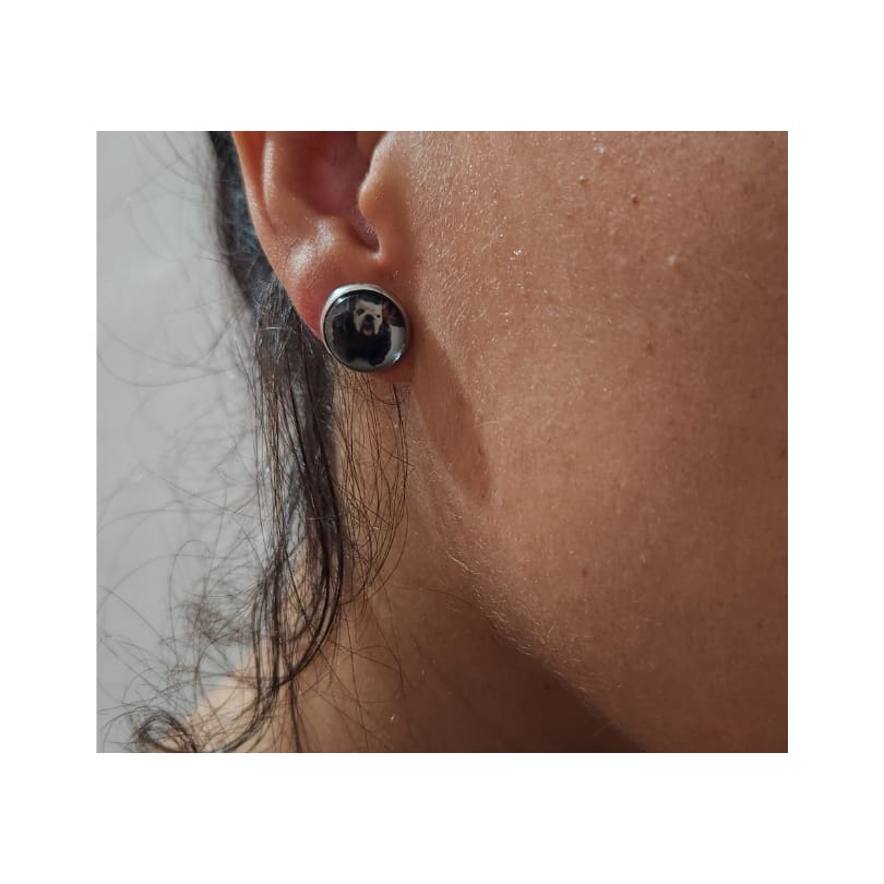 Customer photo review of Live Customization Glass Pet Stud Earrings