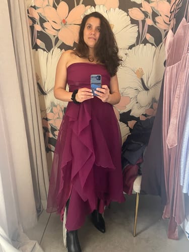 Elizabeth G. review of Sangria Organza Gown by Theia Couture - RENTAL image 1 out of 1