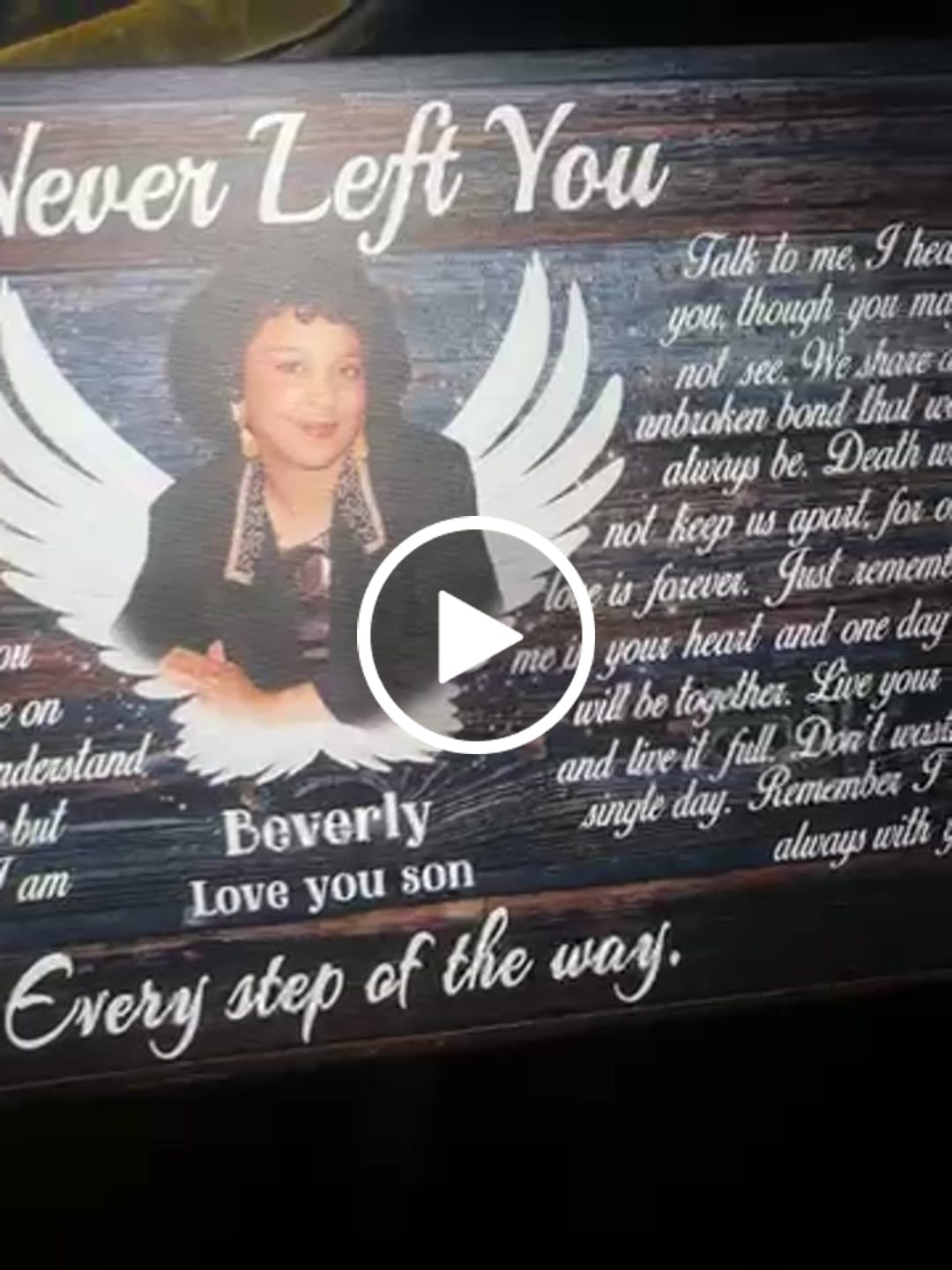 Customer video review of Personalized Canvas Prints, Custom Photo, Memorial Gifts, Sympathy Gifts, Angel Wings I Never Left You Love Dem Canvas
