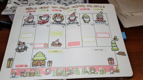 Customer photo review of Xmas Gnomes Theme Hobonichi Cousin Weekly Kit (Set of 3)