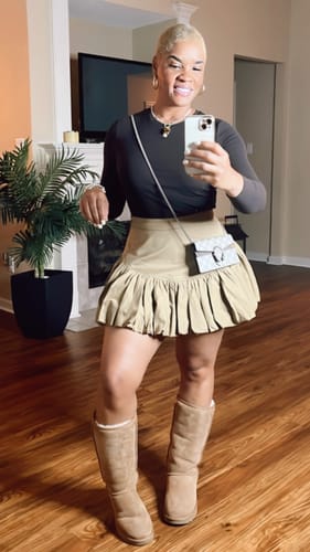 Customer photo review of Elastic Waist Mini A-Line Skirt