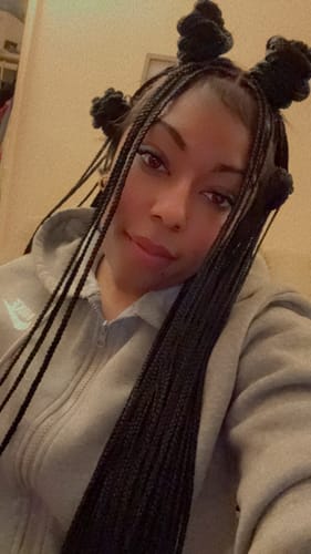 Customer photo review of HD Knotless Braid Wig, Human Hair Swiss Full Lace, Black, Glueless - Fatima