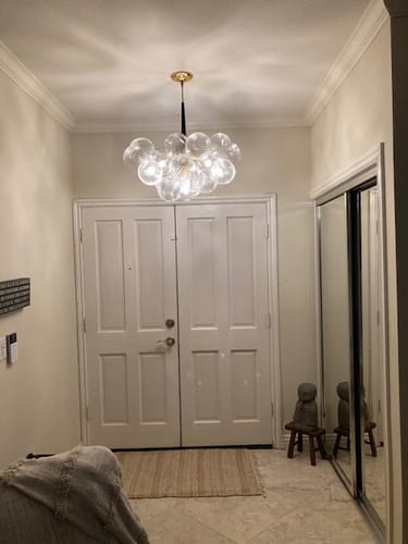 Customer photo review of Modern Cluster Ribbed Glass Globe Bubble Chandelier