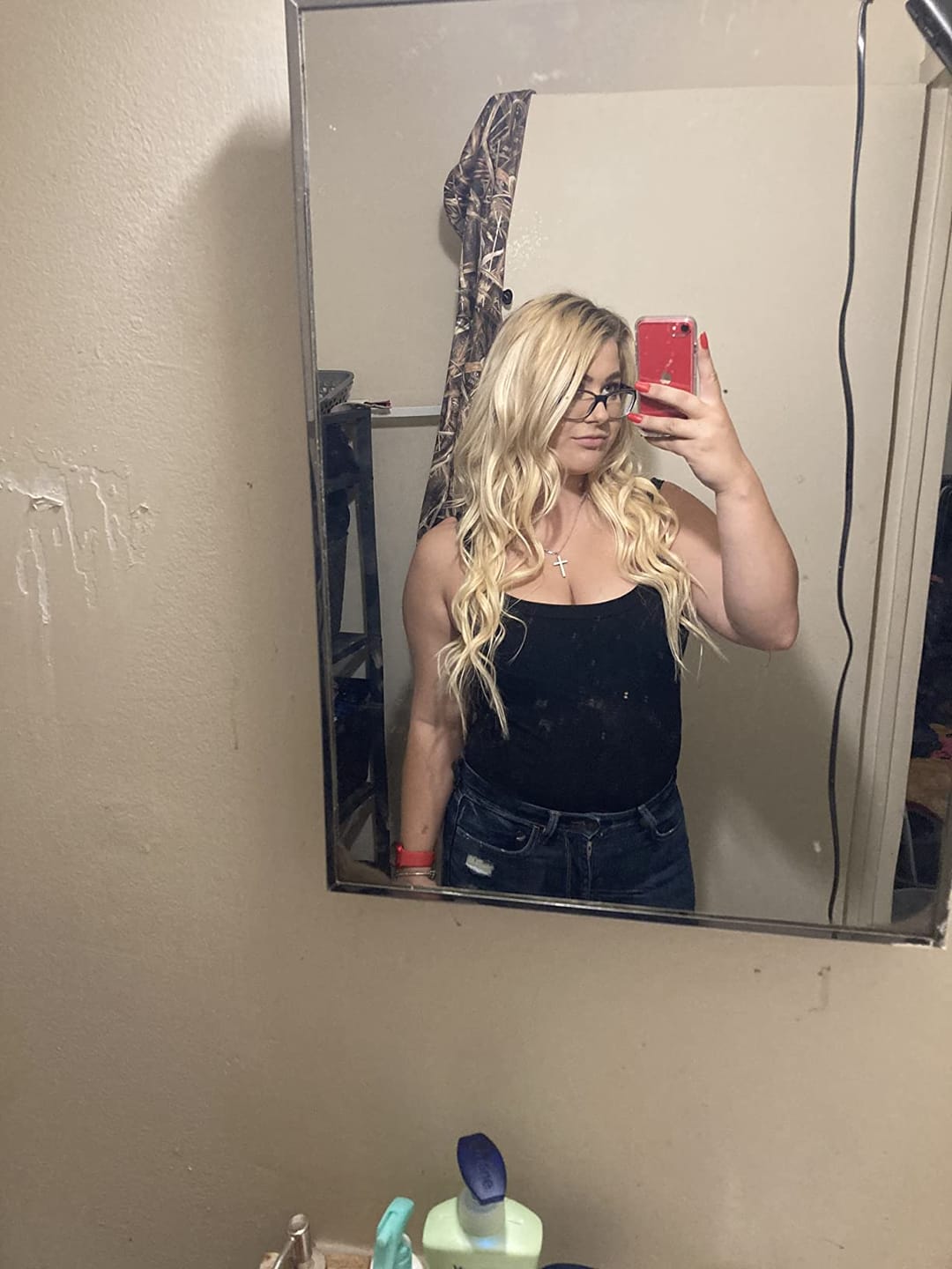 Customer photo review of Seamless Tape in Hair Extensions Best Virgin Hair Lightest Blonde #60
