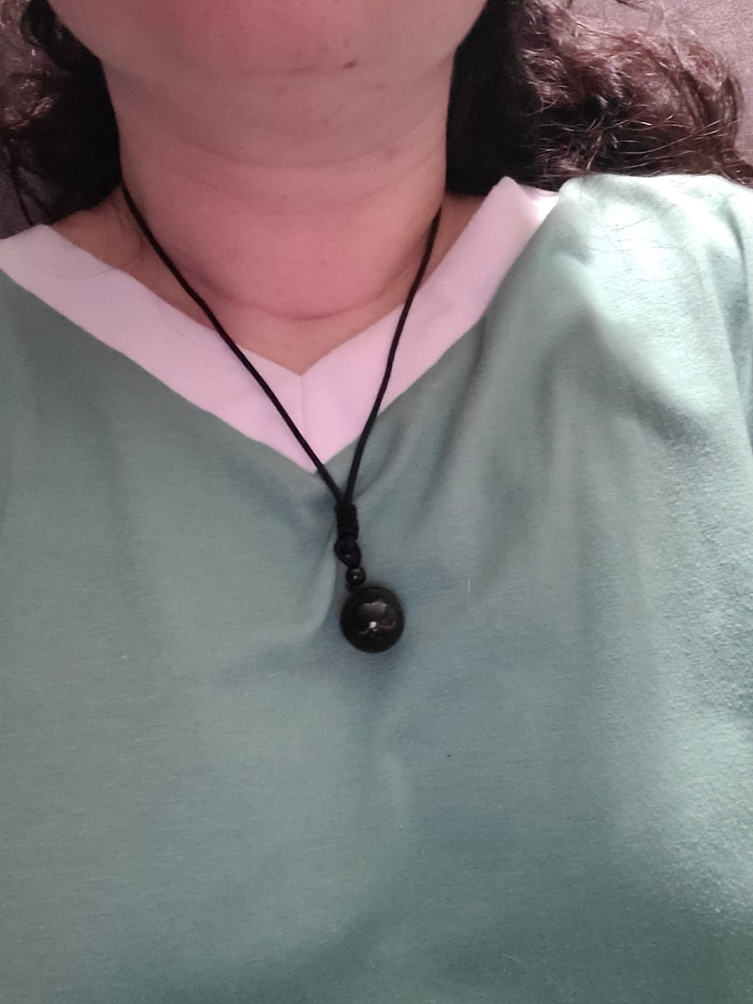 Customer photo review of Obsidian Stone Necklace