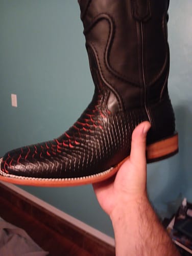 Customer photo review of Matte Black Python Boots—Square Toe