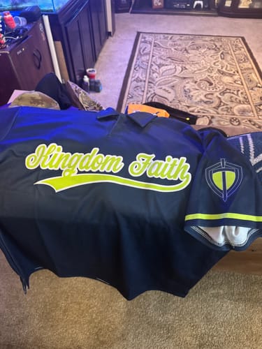 Customer photo review of Custom Navy Neon Green-White Performance Vapor Golf Polo Shirt