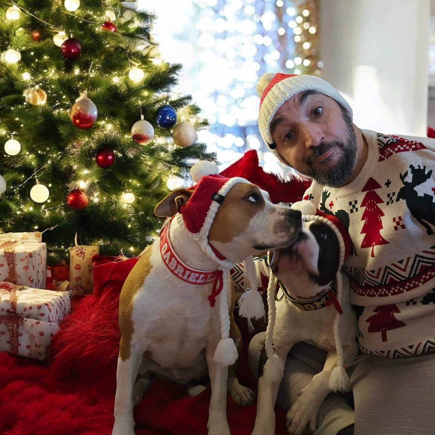 Customer photo review of Human Pompom Hat - Santa