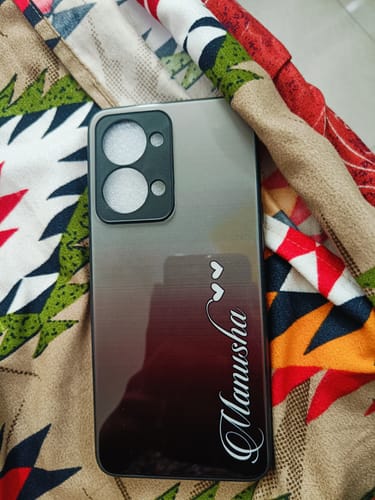 Customer photo review of Customize Name Gradient Glass Case Cover Grey For OnePlus