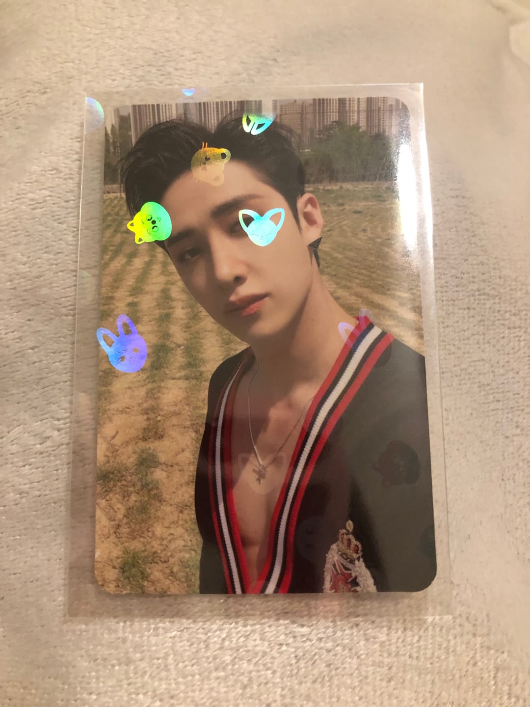 Customer photo review of PREMIUM HOLOGRAPHIC PHOTOCARD SLEEVES - SKZOO VERSION