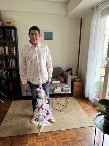 Customer photo review of Chemise à manches longues rouge respirante à imprimé sapin de Noël pour hommes