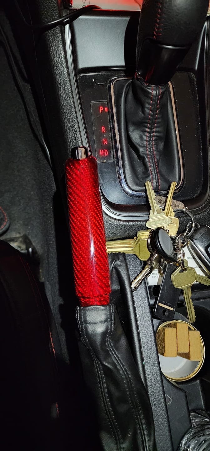 Customer photo review of 2008-2024 Subaru WRX/STi Red Carbon Fiber Ebrake Handle 2013-20 BRZ/FR-S