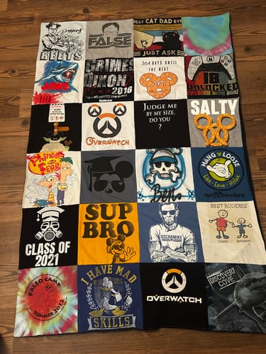 T-shirt quilt featuring noschoolsfound by Mary Sue from TN