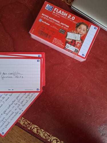 Avis photo d'un client sur Flashcards FLASH 2.0 OXFORD # 80 cartes 7,5 x 12,5 cm - ligné